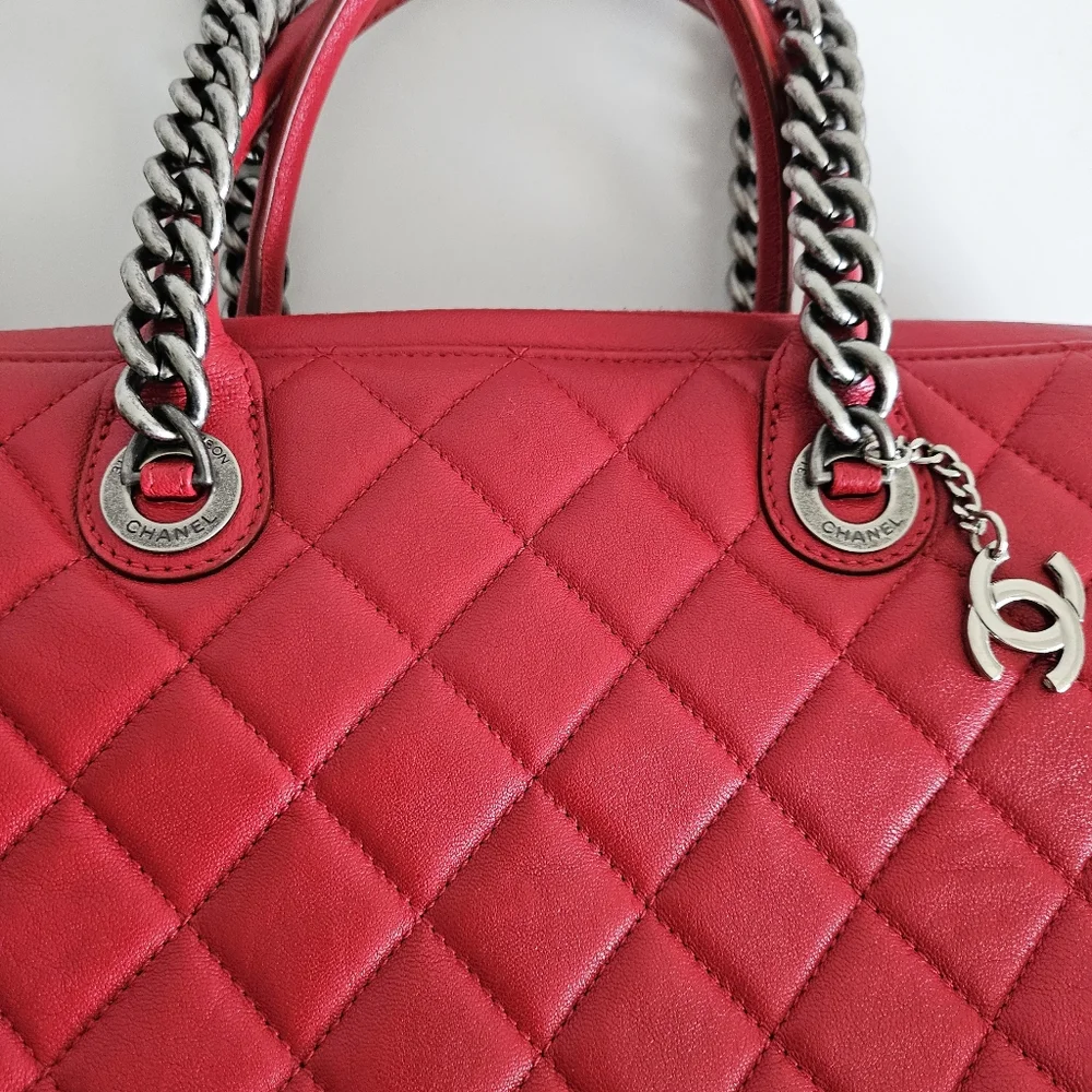 Chanel Red Boy Chained Two-way Tote